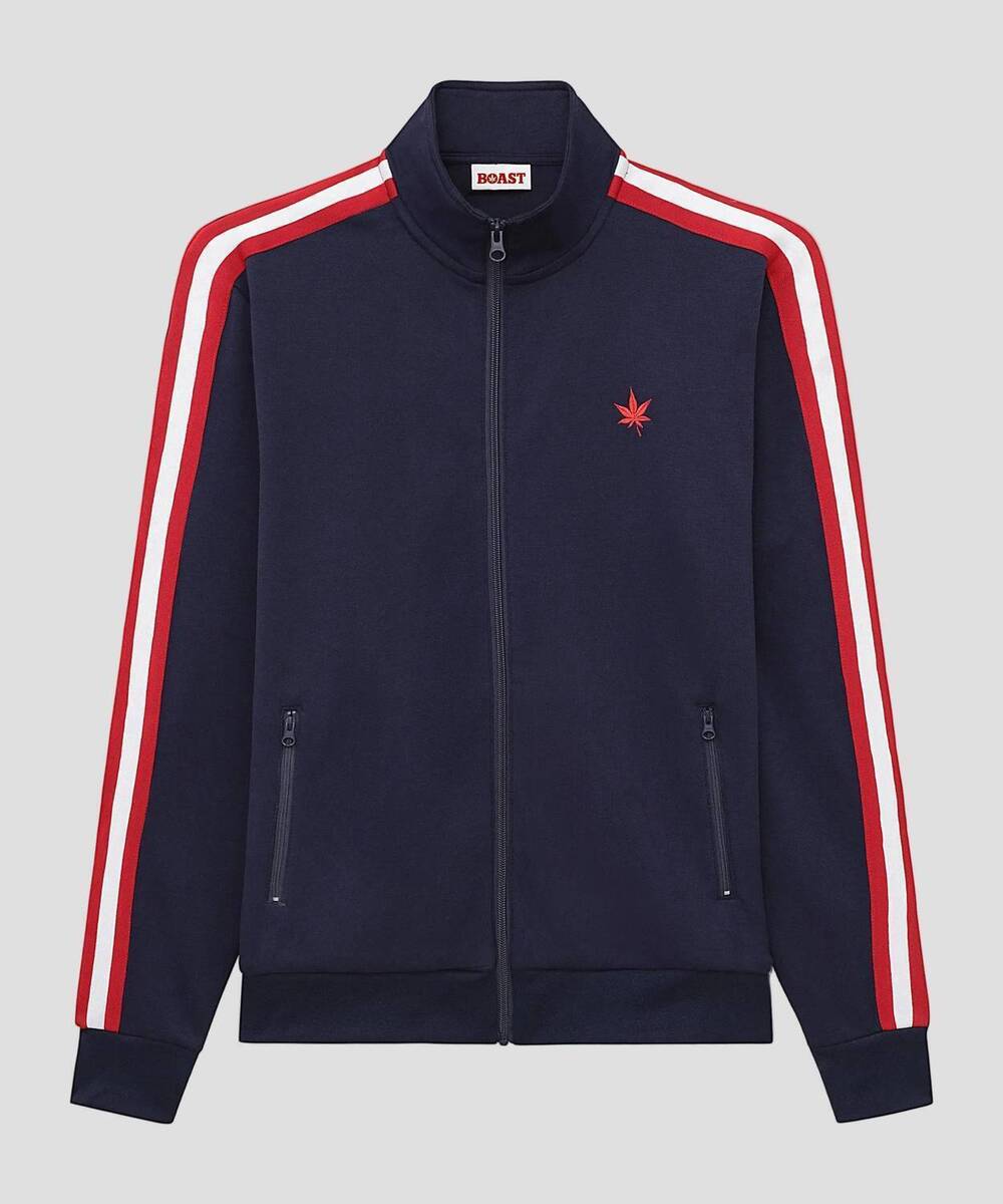 NEW BOAST men's tipped warm-up jacket in navy